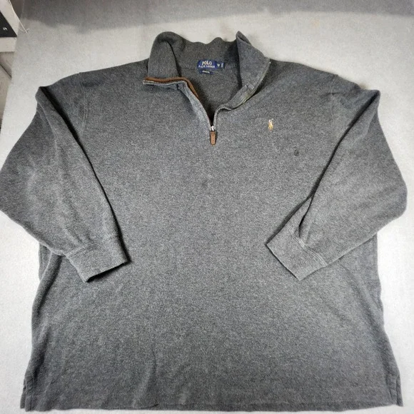 Polo Ralph Lauren Sweater Mens 3XB Charcoal Gray Quarter Zip Estate Rib Pullover - Picture 6 of 11